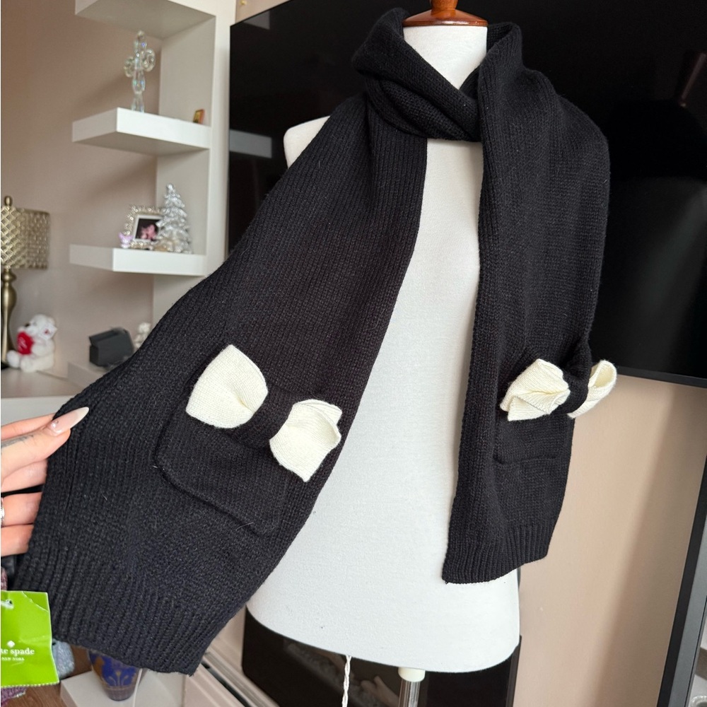 Kate Spade Black Scarf with bows